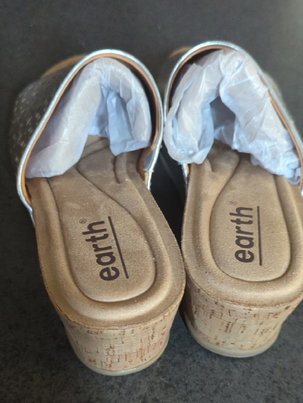 Earth Silver Perforated Slide Mules - Picture 4 of 6